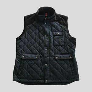 Cremieux Black Brown Quilted Corduroy Casual Full Zip Vest, Mens Size XL